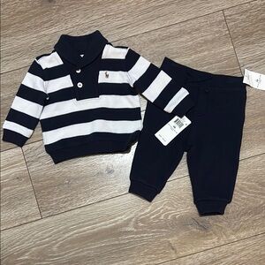 Ralph Lauren Striped Baby Outfit - Navy and White 6Months NWT
